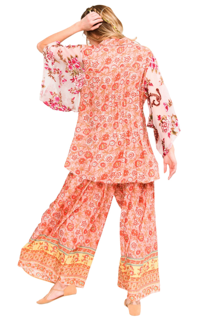 Aratta Silent Journey Roses Palazzo Pants - Roses - Back Full View