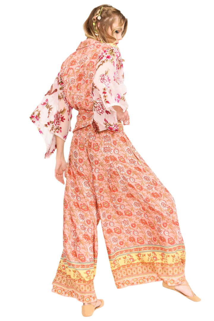 Aratta Silent Journey Roses Palazzo Pants - Roses - Back Side Full View