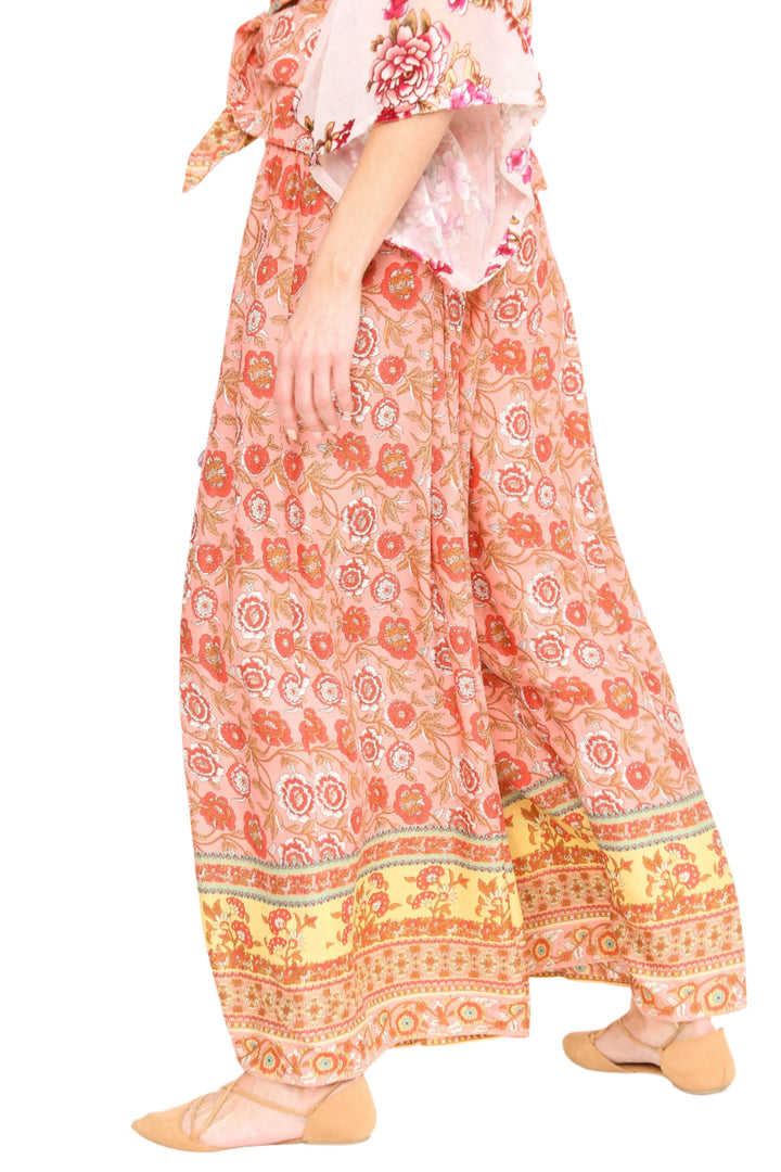 Aratta Silent Journey Roses Palazzo Pants - Roses - Side View