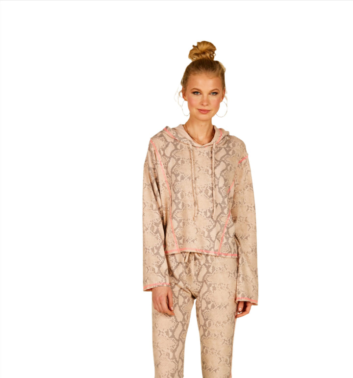 Vintage Havana Hacci Tan Snake Hoodie Pop Stitching S10764 - front view