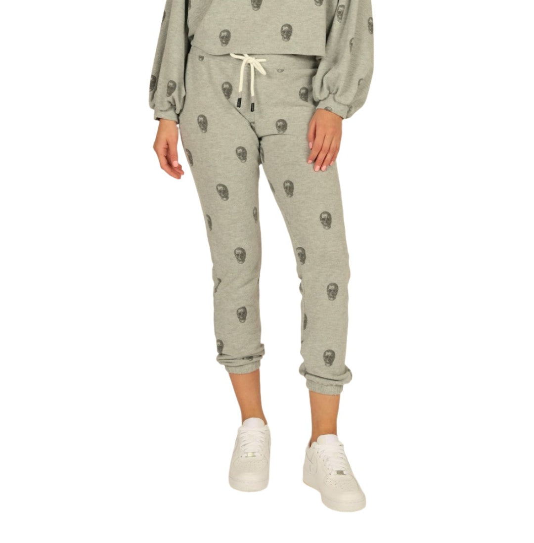 Vintage Havana Skull Print Hacci Jogger S10915 - Grey - front view