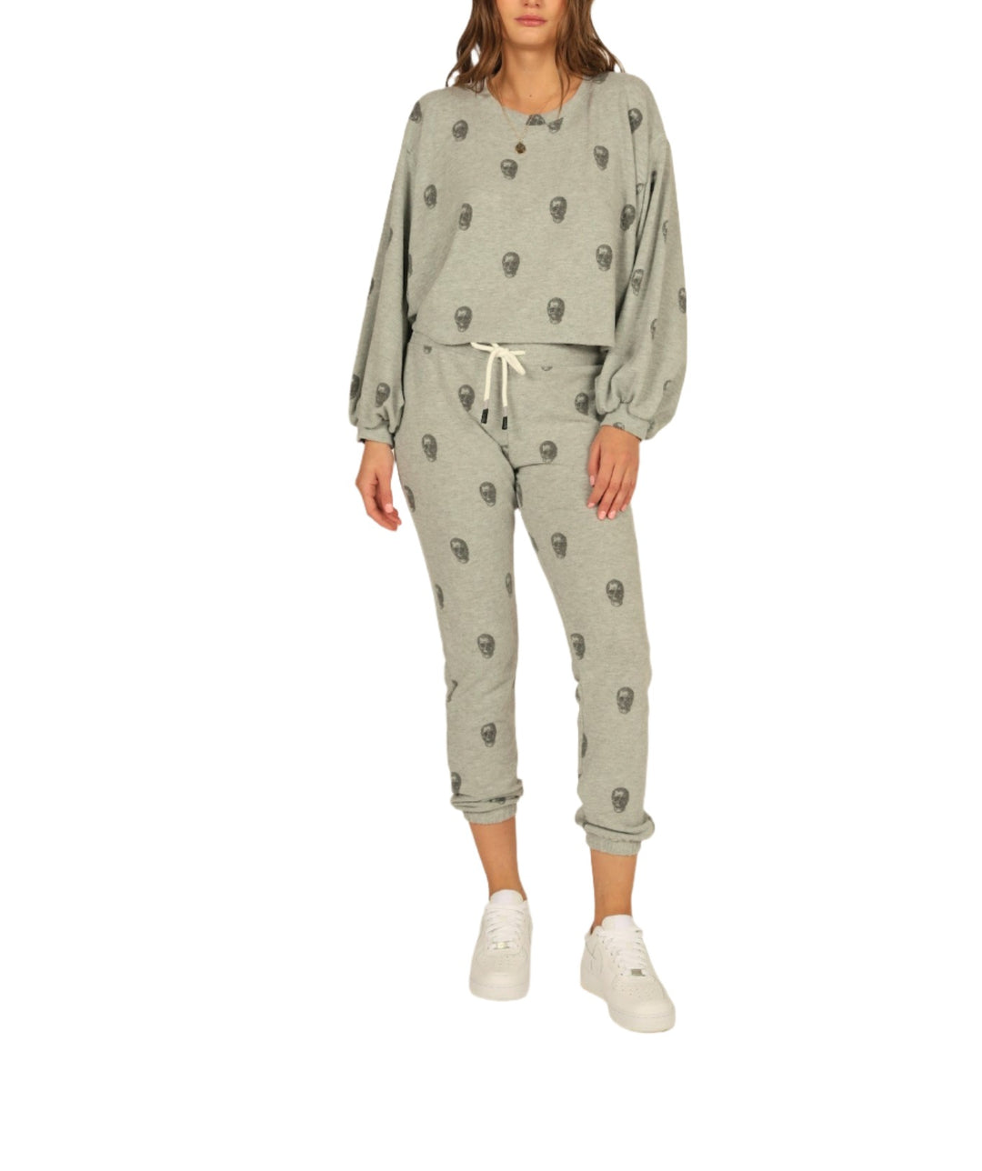 Vintage Havana Skull Print Hacci Jogger S10915 - Grey - front alt view