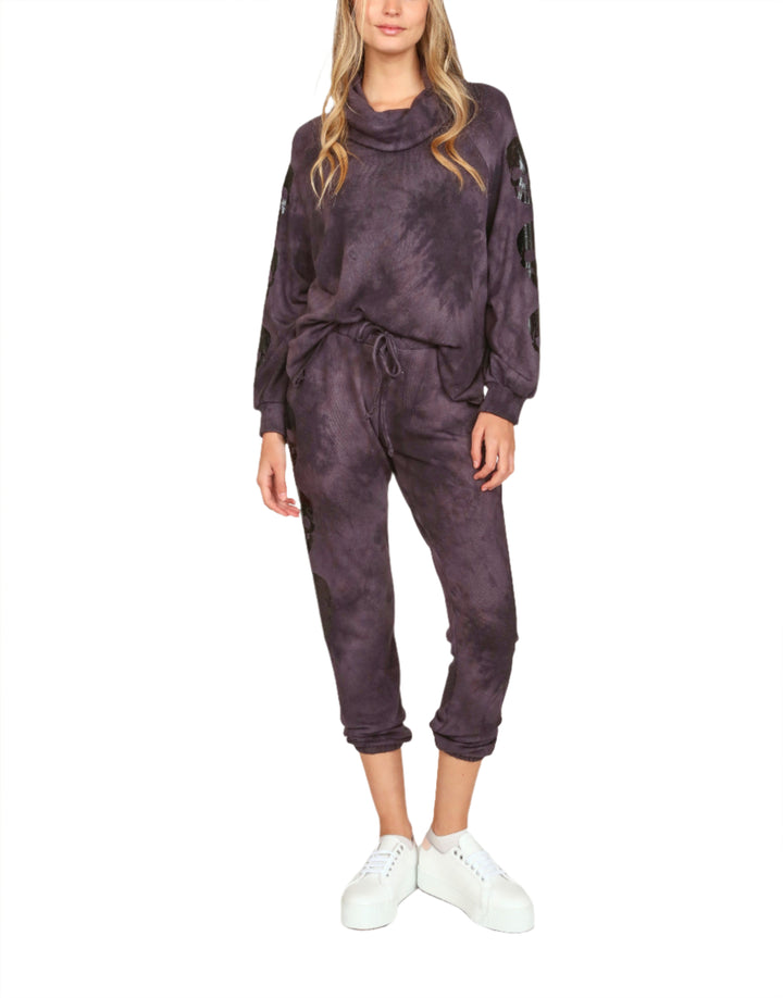 Vintage Havana Tie Dye Skull Jogger S10958 - Black TD - Front View