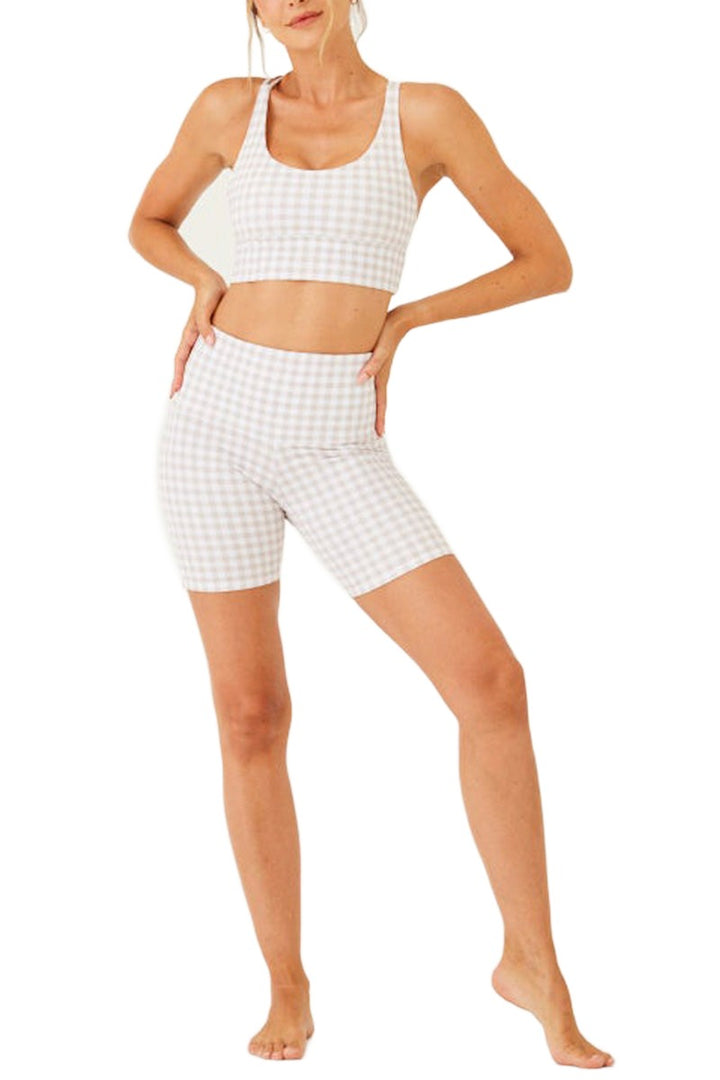 Onzie Flow Sacred Bra 3805 and Plus - Dune Gingham - Front Full View