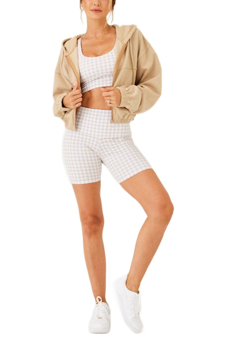 Onzie Flow Sacred Bra 3805 and Plus - Dune Gingham - Front Full View