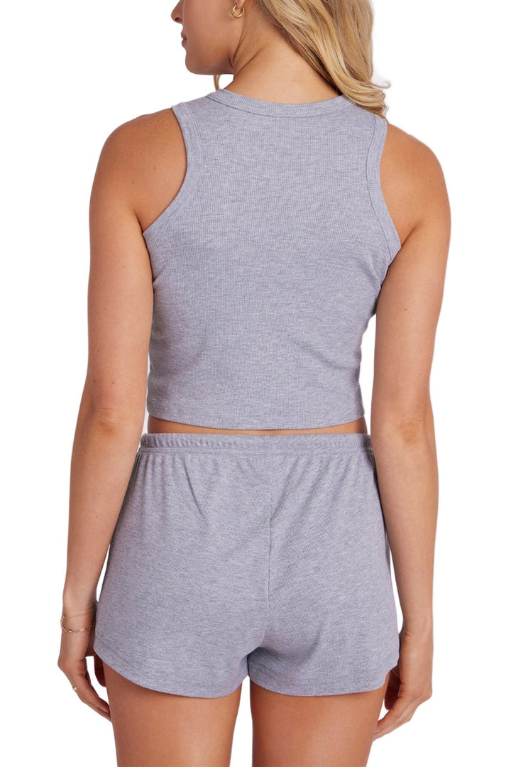 Onzie Flow Yoga Sculpt Gym Tank Top 3832 - Heather Grey - Back View