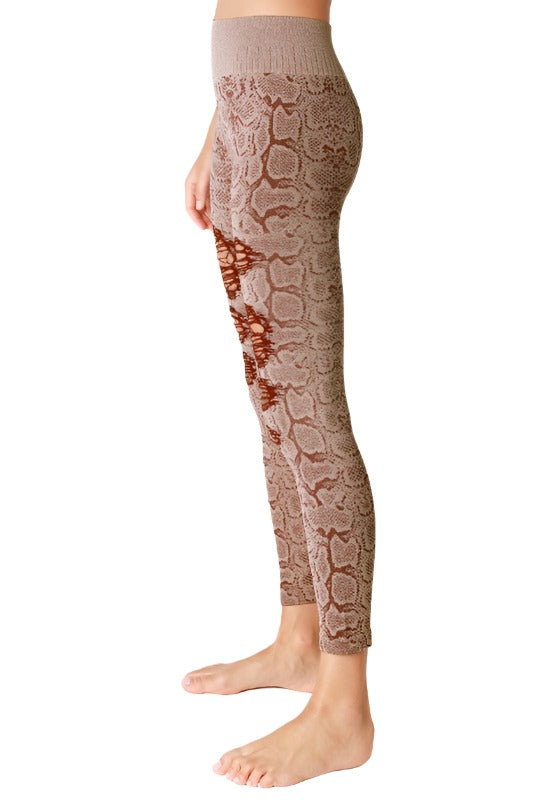 NikiBiki Snakeskin Seamless Leggings - Dark Burgundy - Side View