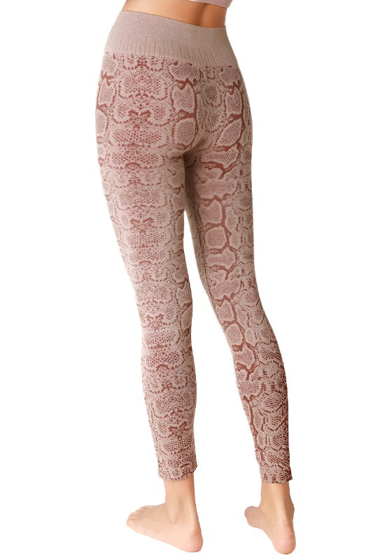 NikiBiki Snakeskin Seamless Leggings - Dark Burgundy - Back Side View