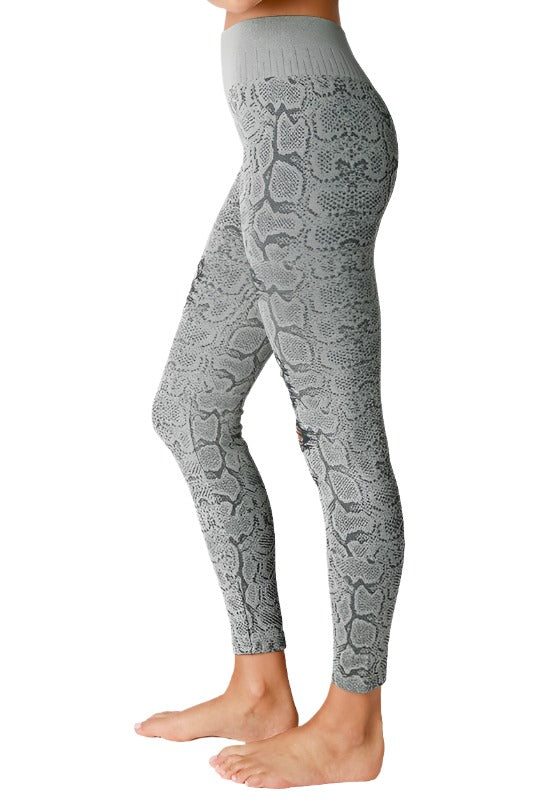 NikiBiki Snakeskin Seamless Leggings - Ink Blue - Side View