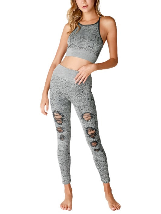 NikiBiki Snakeskin Seamless Leggings - Ink Blue - Front View