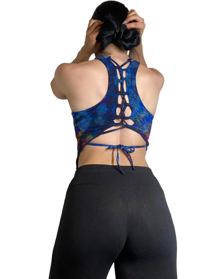 Kathmandu Tie Dye Criss Cross Tank - Navy - Back View