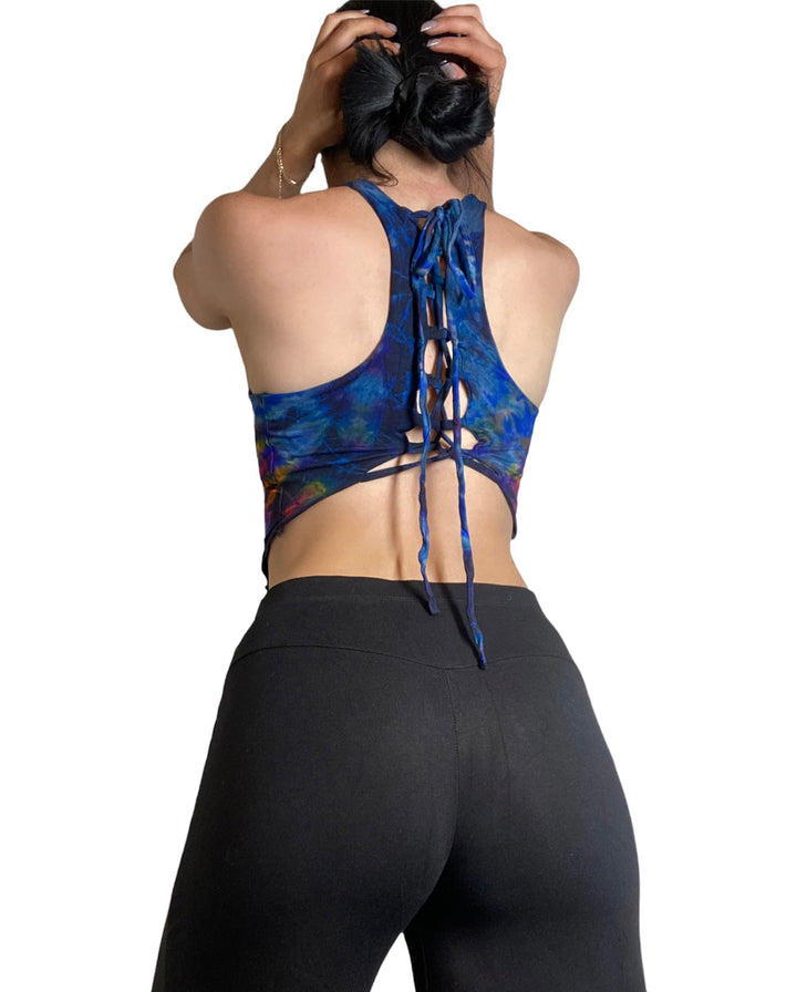 Kathmandu Tie Dye Criss Cross Tank - Navy - Back View