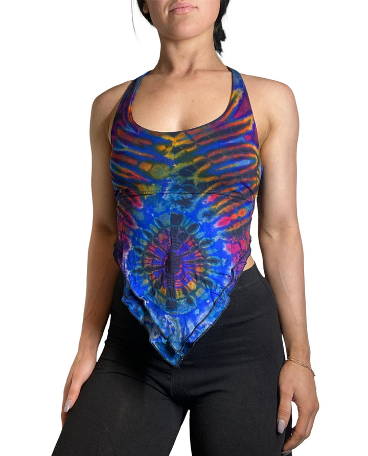 Kathmandu Tie Dye Criss Cross Tank - Navy - Front View
