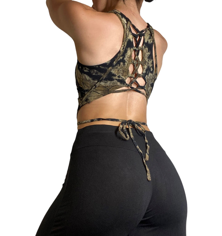 Kathmandu Tie Dye Crop Top - Black - Back Side View