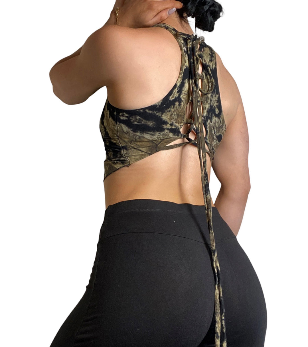 Kathmandu Tie Dye Crop Top - Black - Back Side View