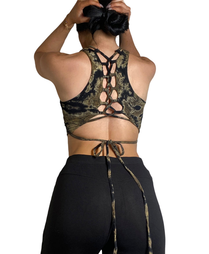 Kathmandu Tie Dye Crop Top - Black - Back View