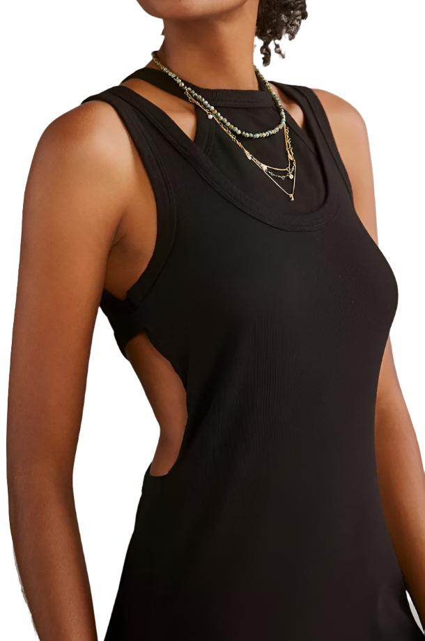TLA Layered Tank Dress - Black - Side View
