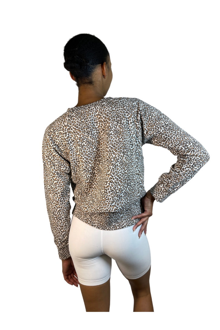 TLA Petite Crew Neck Leopard Print Sweatshirt
