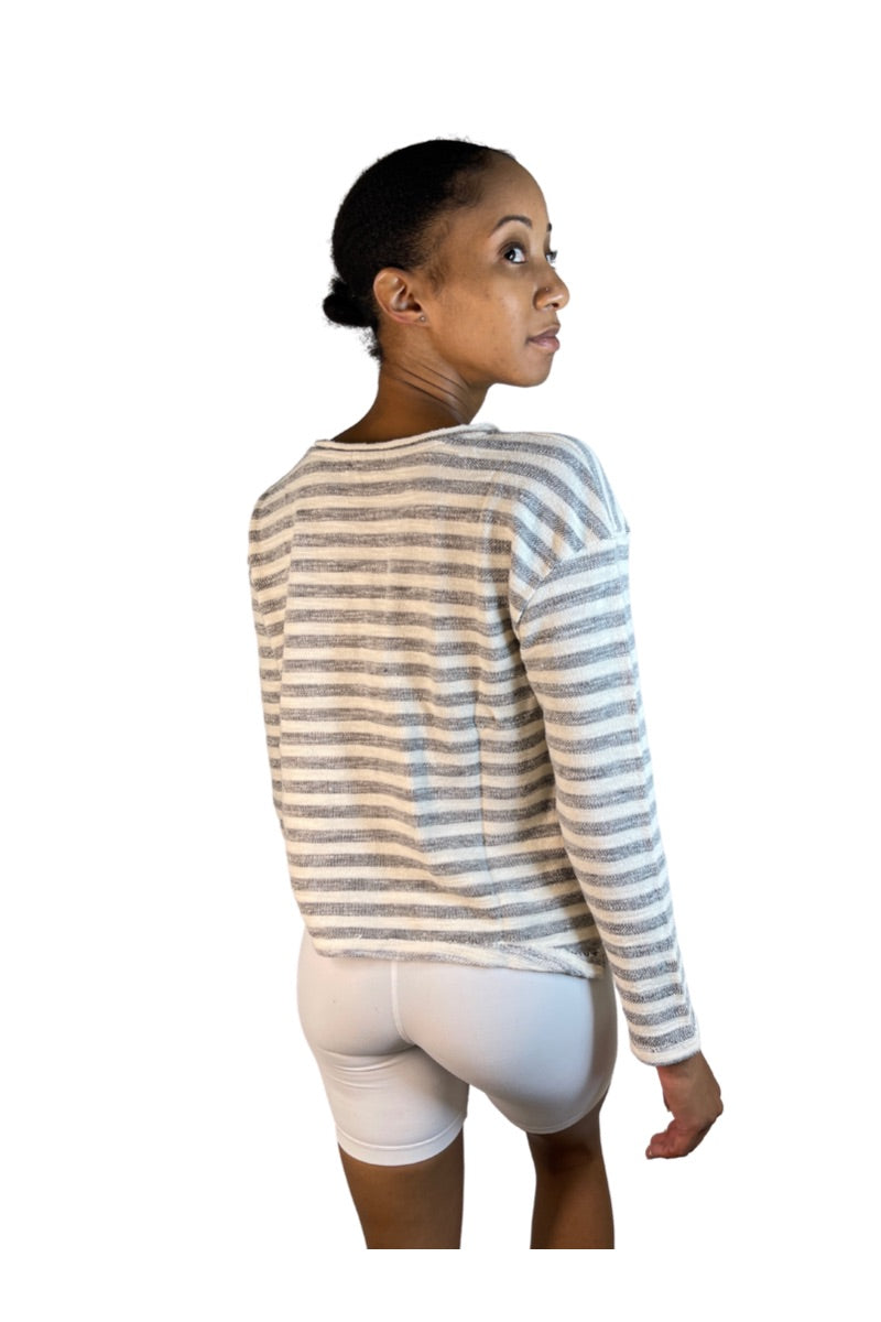 TLA Petite Striped Pullover Sweatshirt
