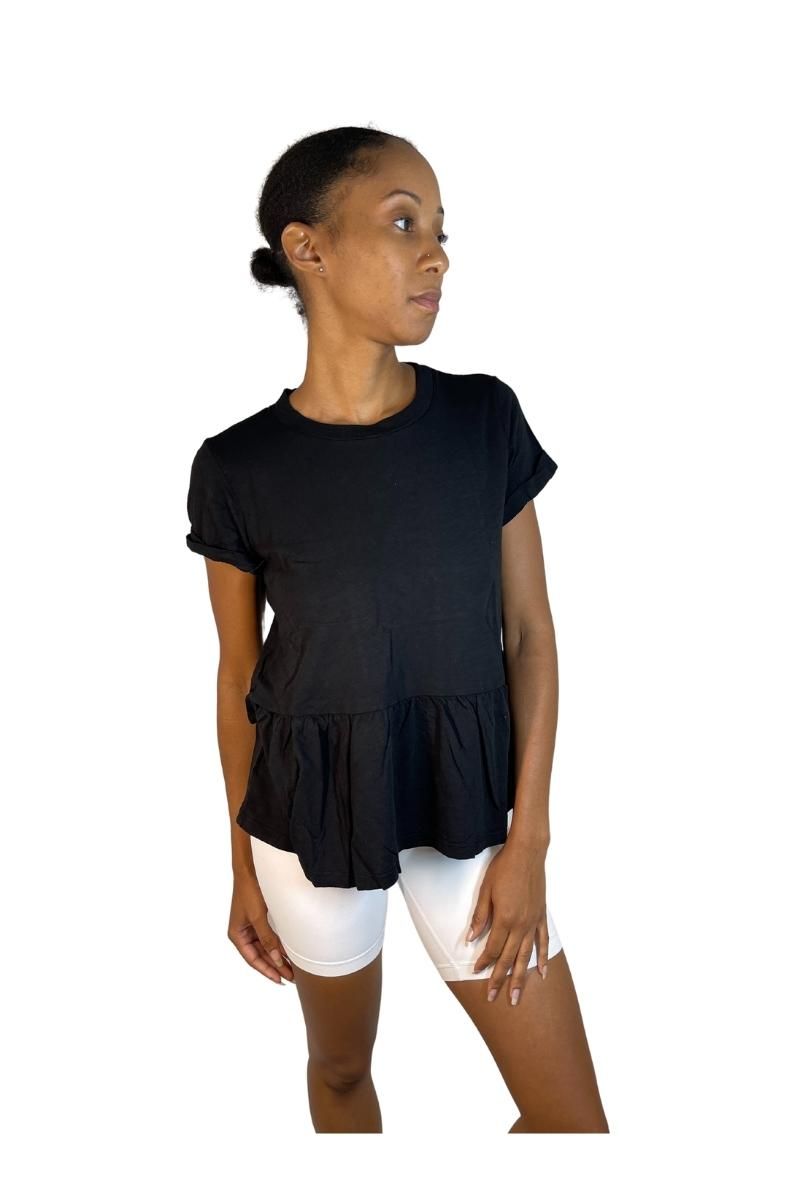 TLA Petite Peplum Crew Neck Roll Sleeve Tee