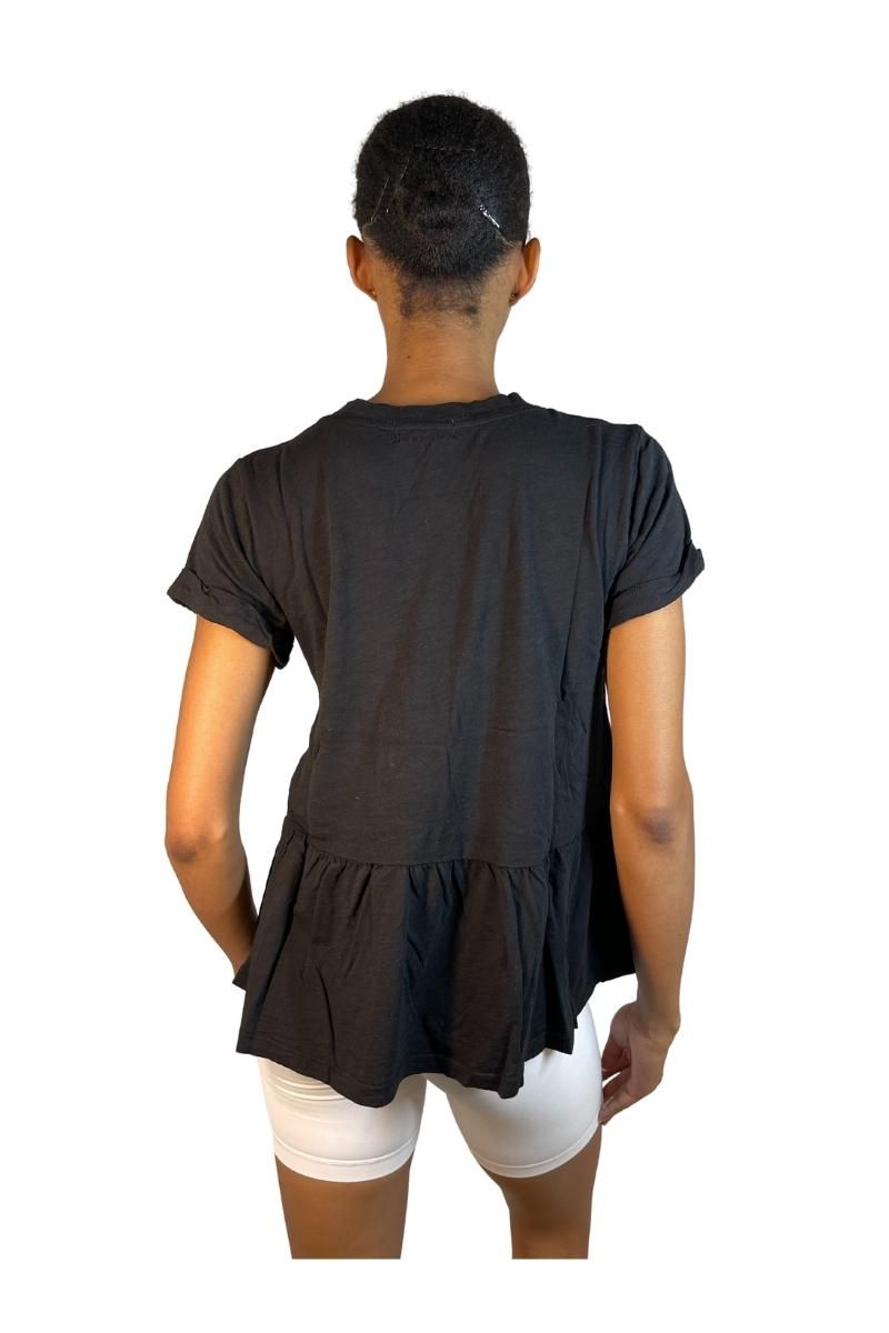 TLA Petite Peplum Crew Neck Roll Sleeve Tee