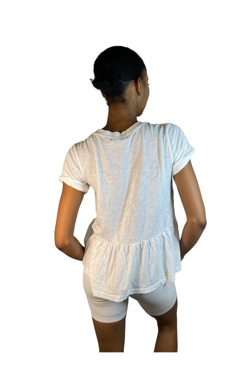 TLA Petite Peplum Crew Neck Roll Sleeve Tee