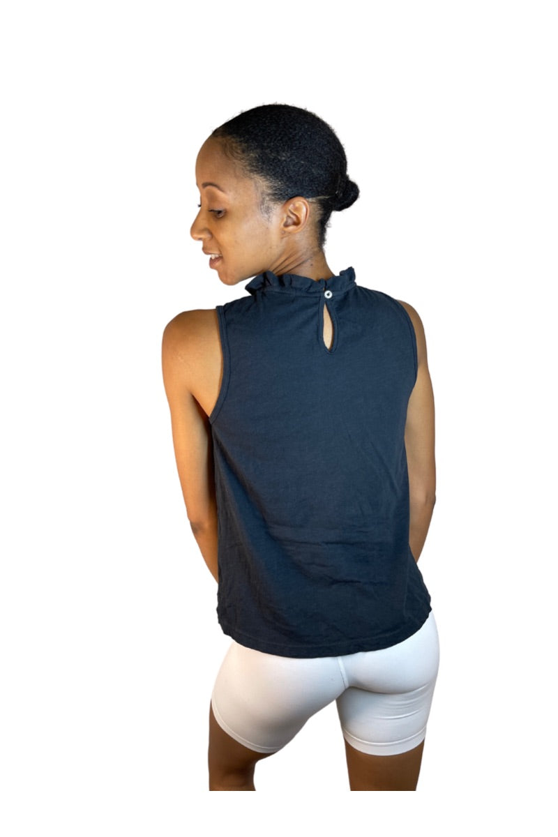 TLA Petite High Neck Ruffle Sleeveless Tank