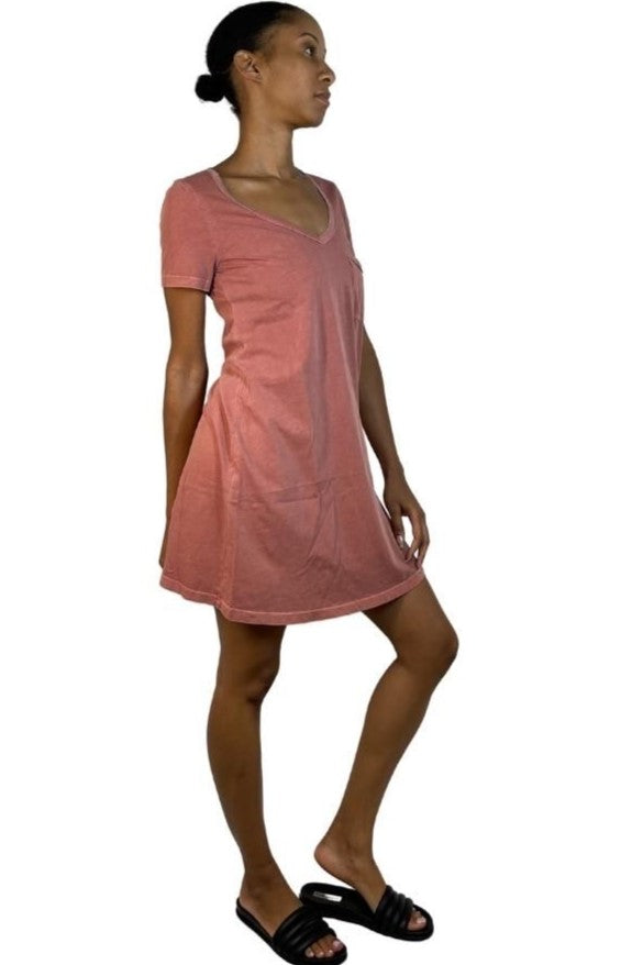 TLA Petite V-Neck Pocket Tee Shirt Dress