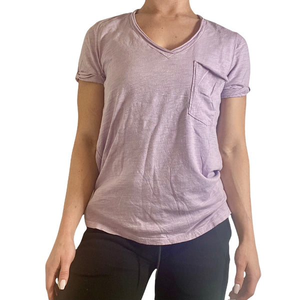 TLA  V-Neck Tee Shirt with Pocket and Plus