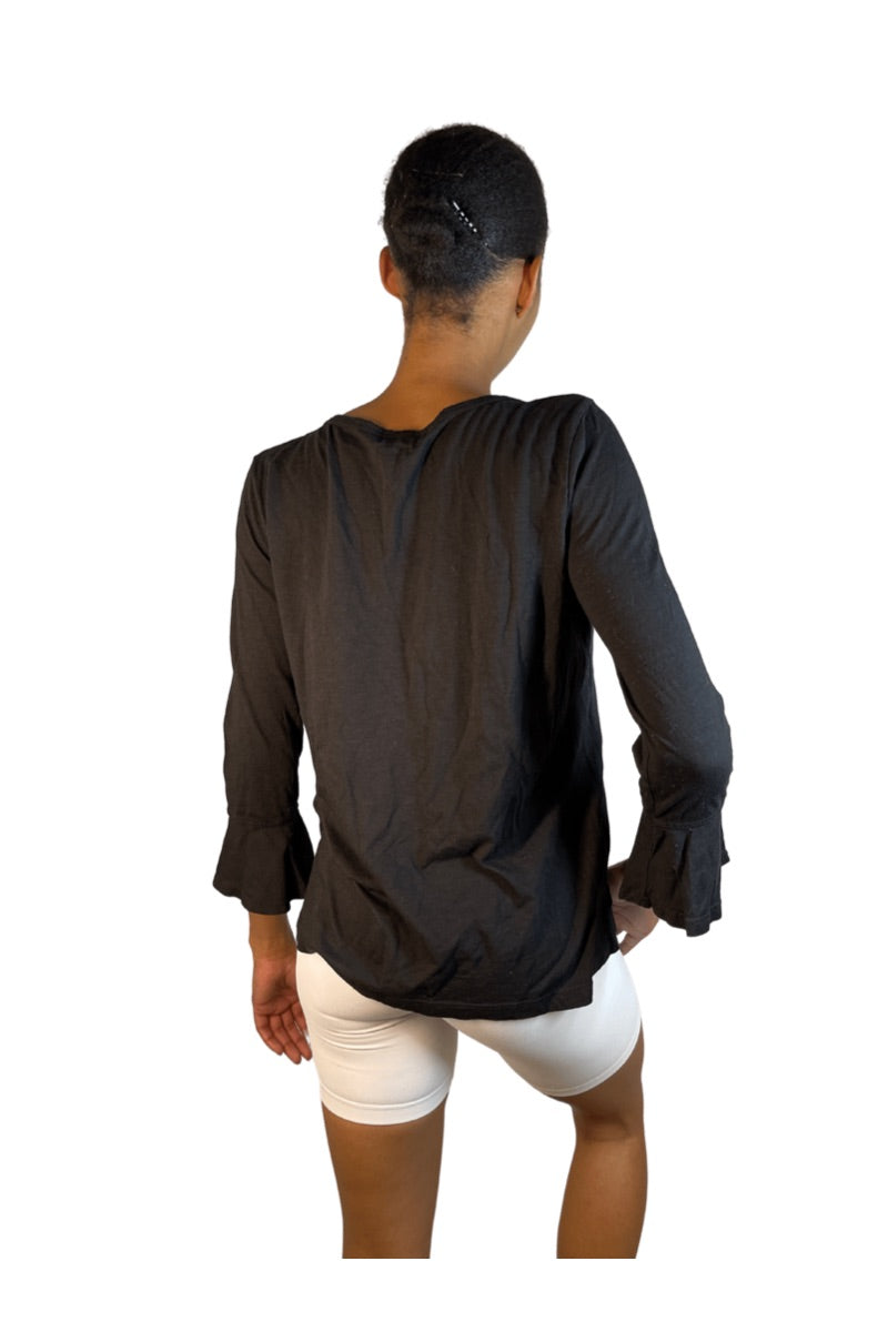 TLA Petite Crew Neck Flutter Long Sleeve Tee