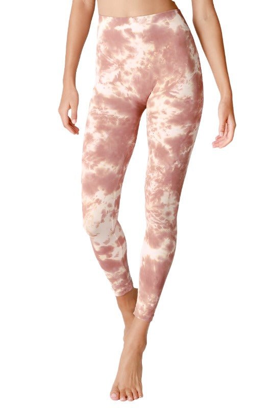 NikiBiki Ink Tie Die Seamless Leggings - Cognac Tie Dye - Front View