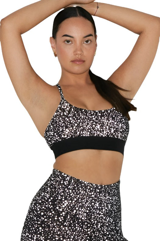 FINAL SALE! Noli Ultra Reflective Studio Bra - Silver - Front View
