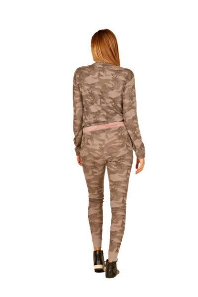 Vintage Havana Thermal Lounge Pant VH8940 - Grey/Pink Camo - rear alt view