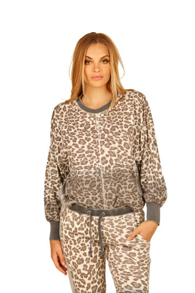 Vintage Havana Leopard Dip Dye Puff Sleeve Top VH8951 - front view