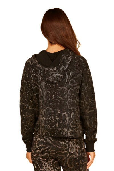 Vintage Havana Metallic Snake Burnout Cuff Hoodie VH8985 - rear view