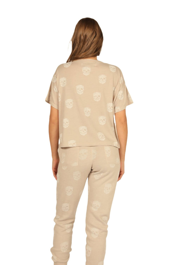 Vintage Havana Tan Skull Boxy Crop Tee VH9407 - rear view