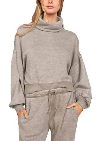 Vintage Havana Burnout Balloon Sleeve Cowlneck VH9903 Sage