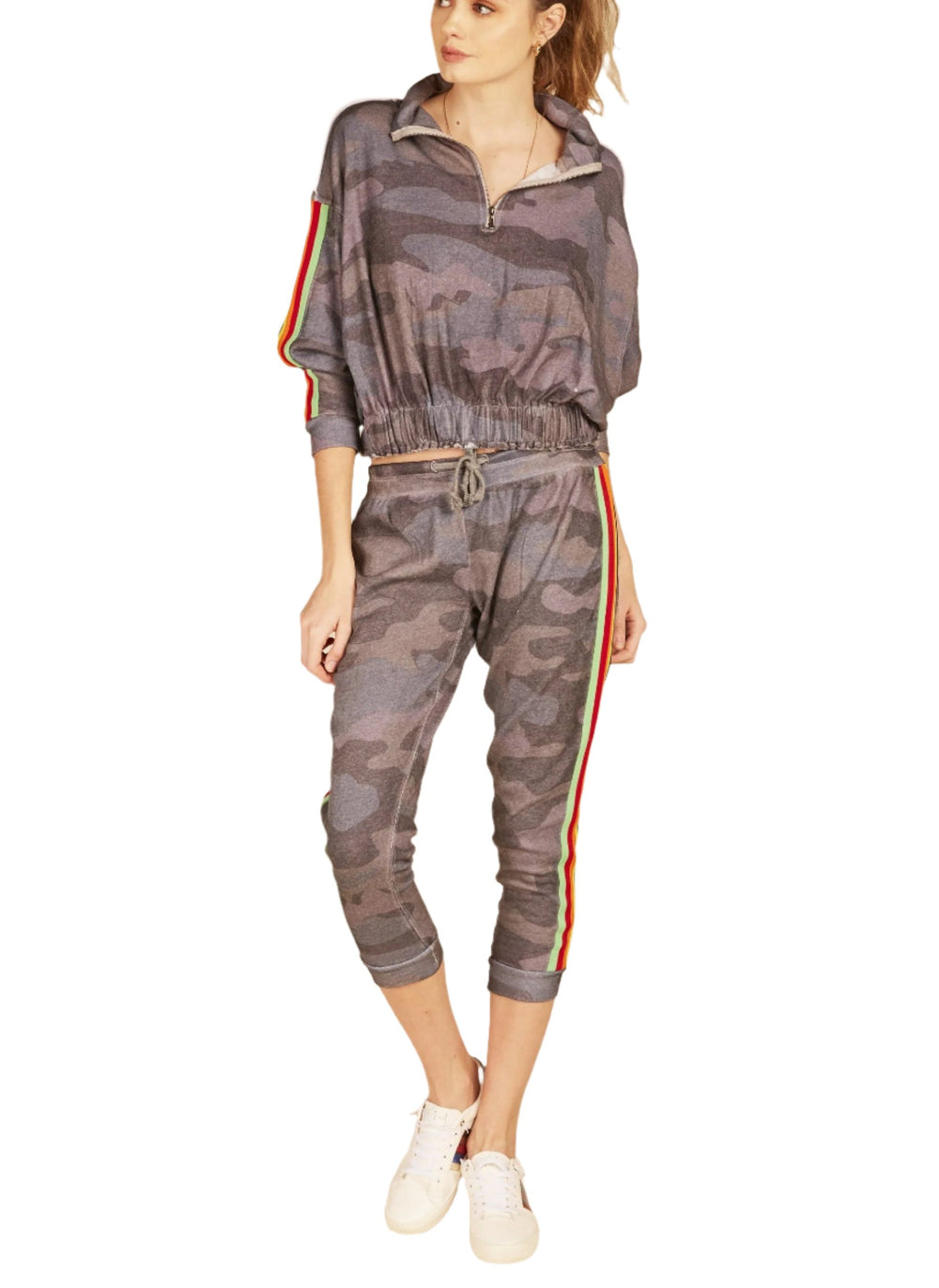 Vintage Havana Camo Zip Front Sweatshirt B7565 - front alt view