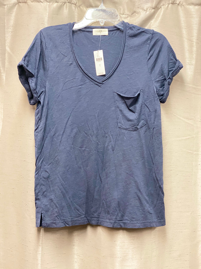 TLA V-Neck Tee Shirt with Pocket - Charcoal - front view