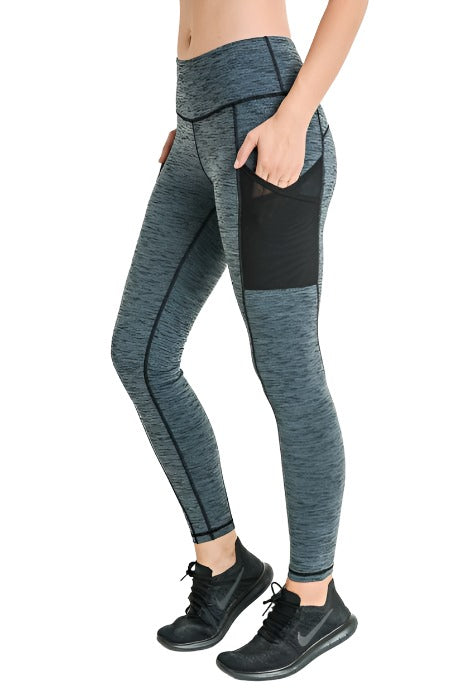 Mono B Top Stitched Mesh Pocket Legging AP2013 - Grey - side view