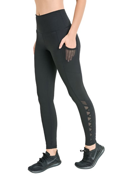 Mono B Mesh and Lattice Full Legging APH 2116 - black - side view