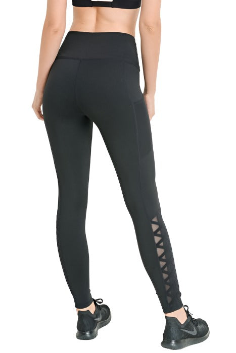 Mono B Mesh and Lattice Full Legging APH 2116 - black - rear alt view