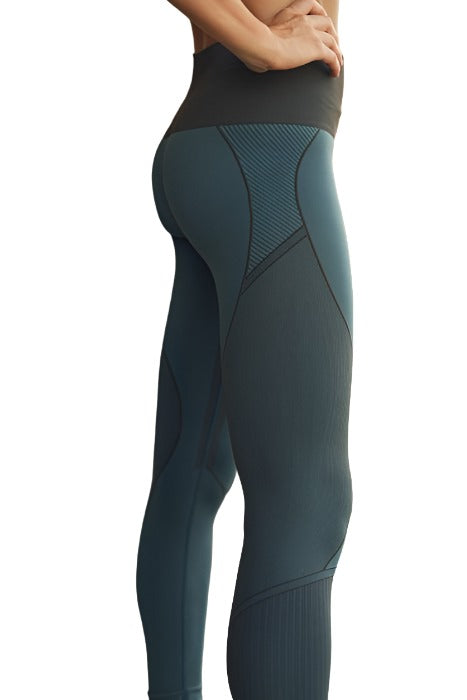 Mono B Multi Pattern Seamless Leggings APH2485 - Blue - side alt view