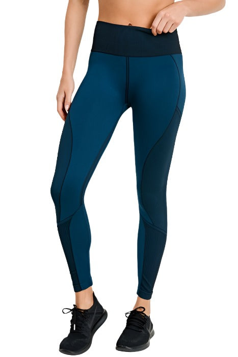 Mono B Multi Pattern Seamless Leggings APH2485 - teal - front view