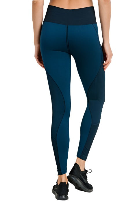 Mono B Multi Pattern Seamless Leggings APH2485 - teal - rear alt view