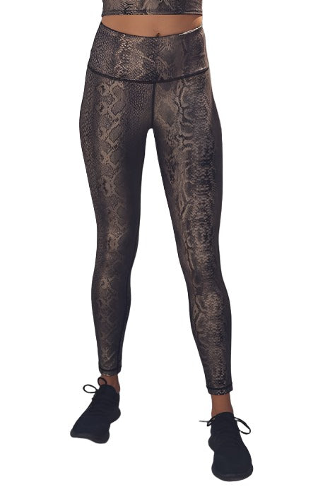 Mono B Copper Snake Shimmer Highwaisted Leggings APH2493 - front view