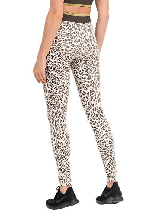 Snow Jaguar Gold Stripe Band Leggings APH2495 - rear view