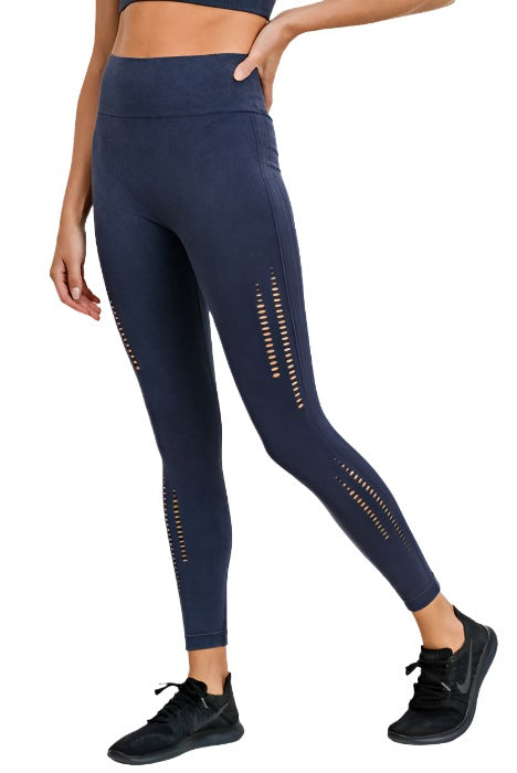 Mono B Seamless Perforated Leggings APH2563 - Black - side view