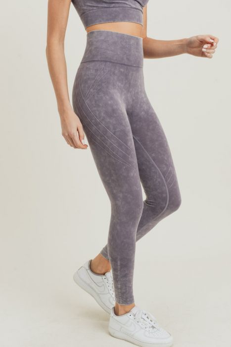 Mono B Waves And Crosses Seamless Leggings APH2721 Mauve - front view