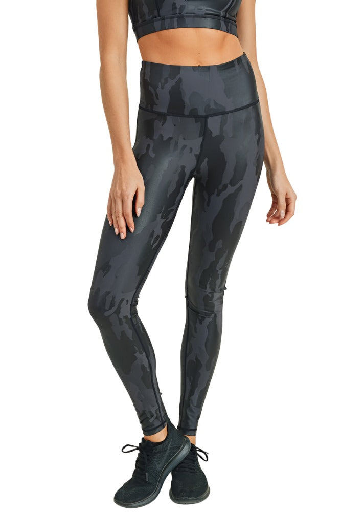 Mono B Camo Foil Print Legging APH2729 - front alt view 1